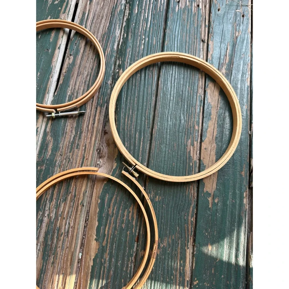 Vintage Wooden Embroidery Hoops Lot Assorted Sizes Round and Oval 7 Pieces